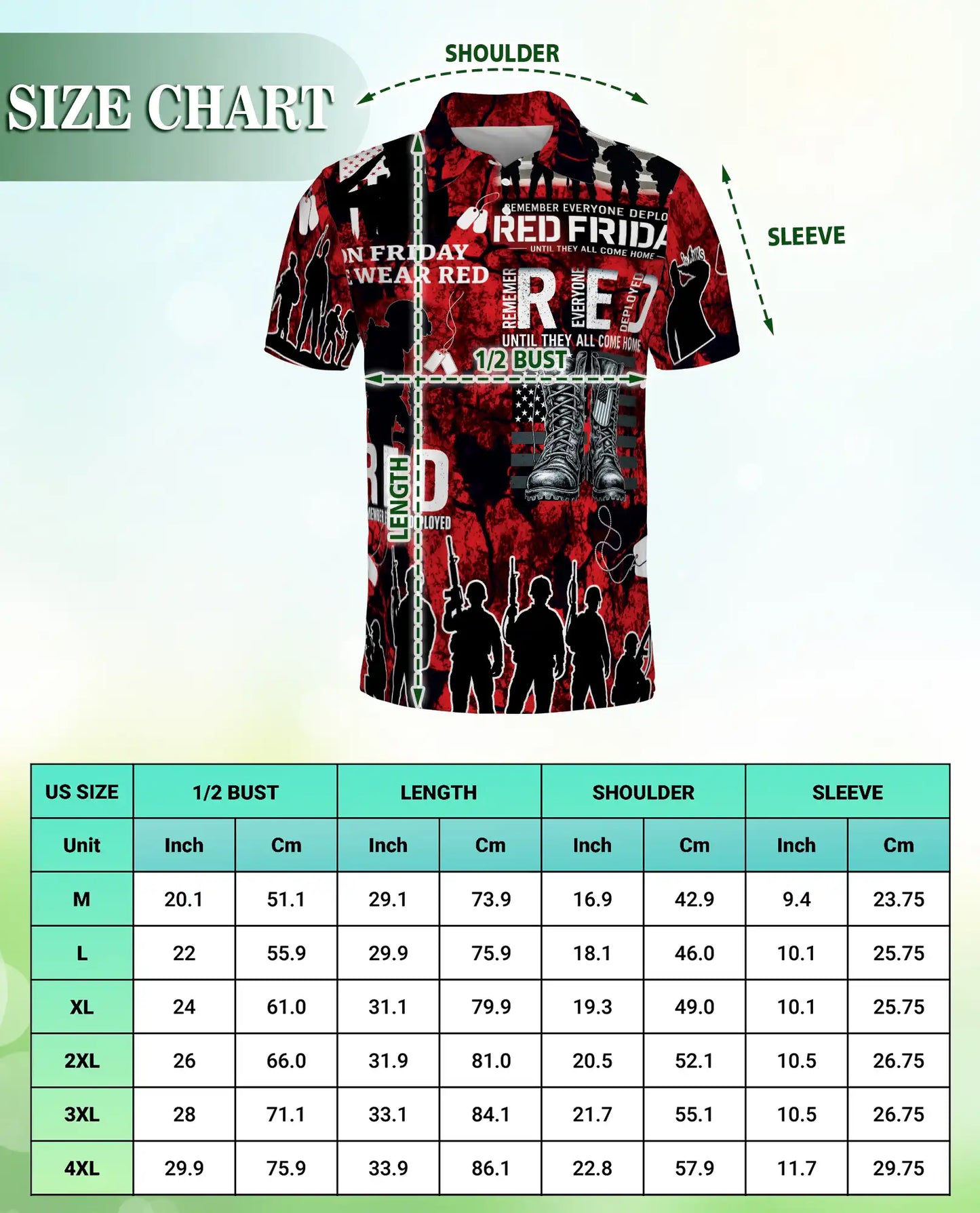 Military Support Patriotic Polo Shirt-Red Friday Inspired Design | Azhawaiian