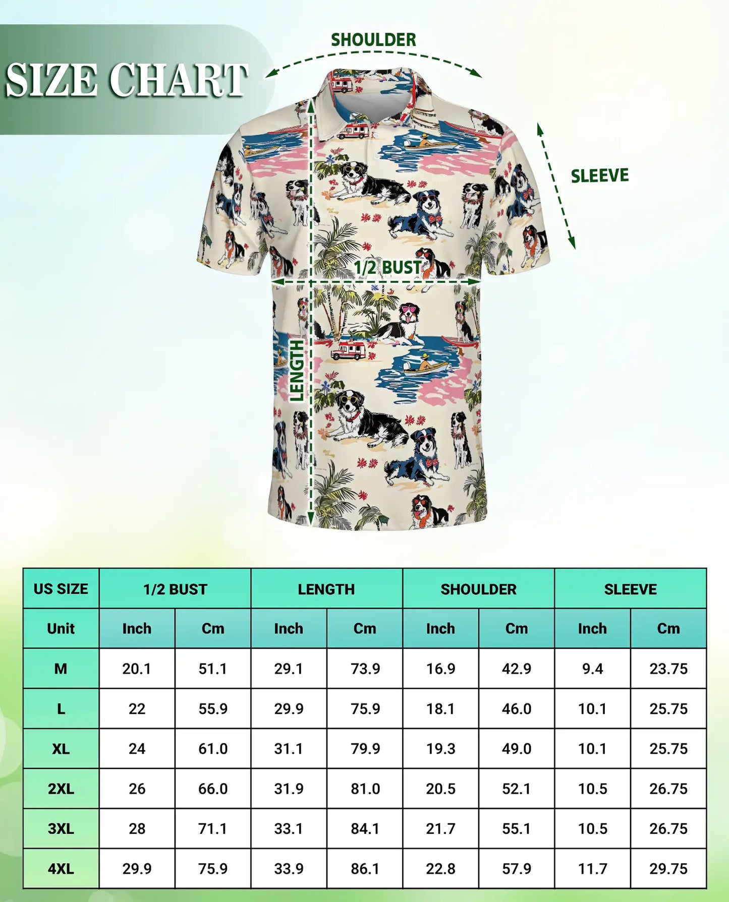 Australian Shepherd Dog Polo Shirt, Tropical Beach Print | Azhawaiian