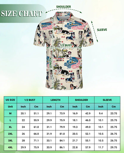 Australian Shepherd Dog Polo Shirt, Tropical Beach Print | Azhawaiian