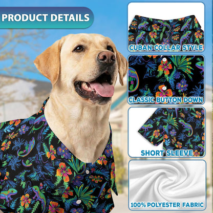 Colorful Gecko Matching Dog Owner Hawaiian Shirts, Funny Pet Aloha Shirt for Beach Vacation - Azhawaiian