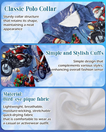 Driving with Santa Claus Polo Shirt for Men, Christmas Holiday Fun | Azhawaiian