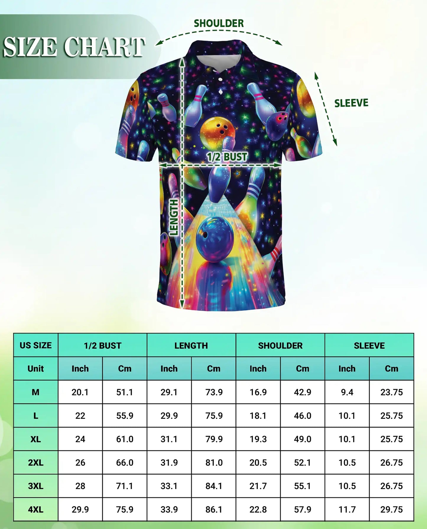 Galaxy Bowling 3D Polo Shirt for Men | Azhawaiian