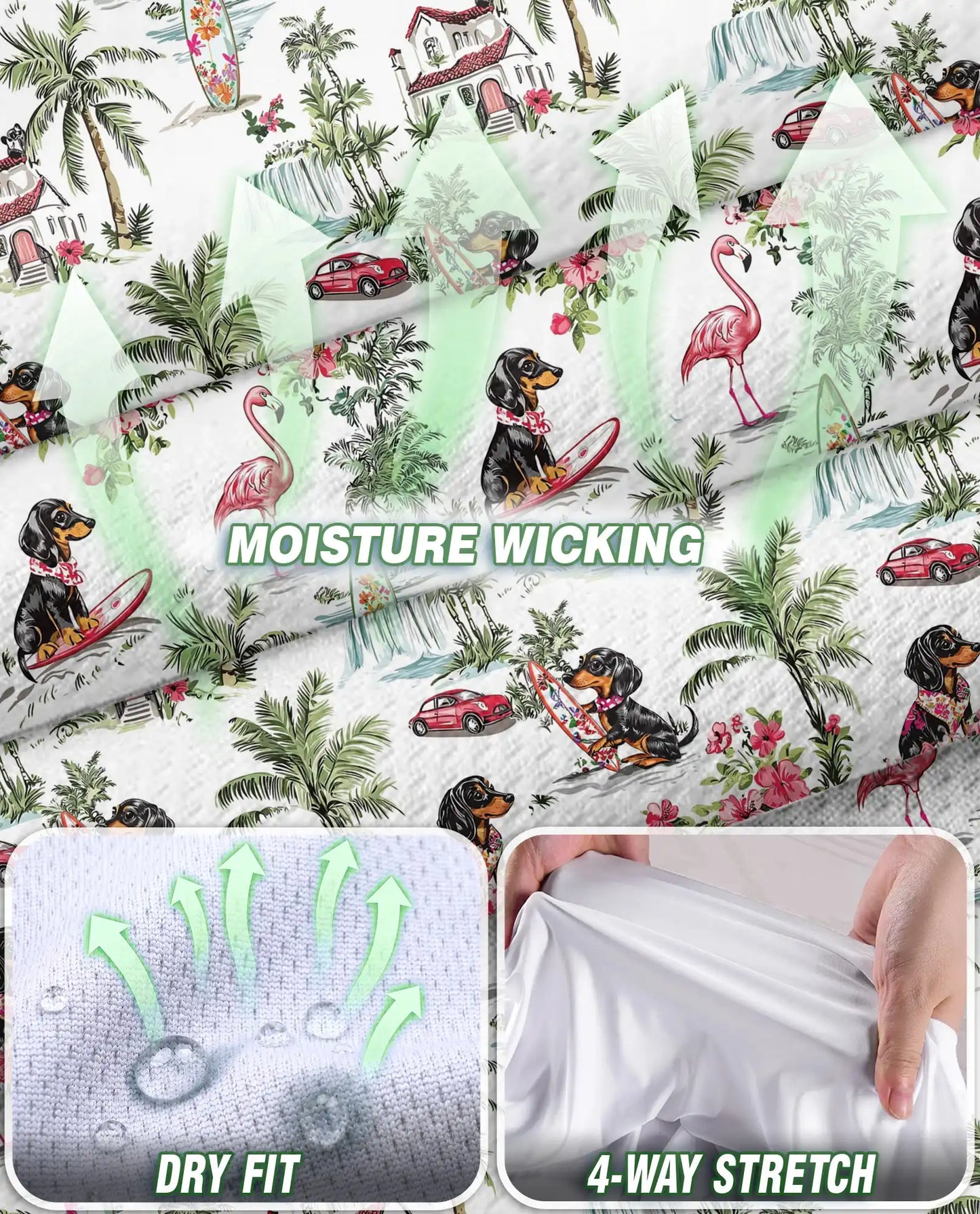 Dachshund Flamingo Tropical Sleeveless Polo Shirt for Women | Azhawaiian