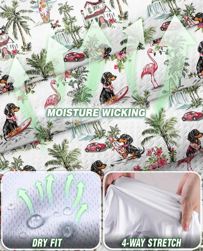 Dachshund Flamingo Tropical Sleeveless Polo Shirt for Women | Azhawaiian