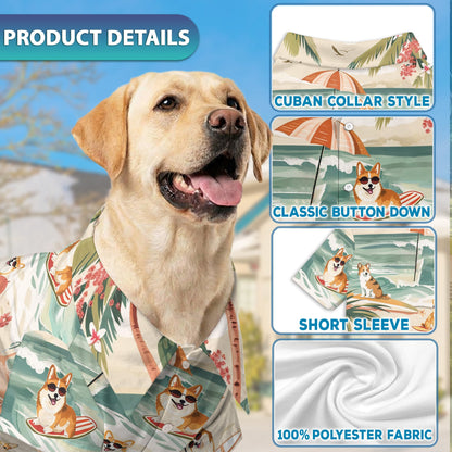 Corgi Matching Dog Owner Hawaiian Shirts, Funny Pet Aloha Shirt for Beach Vacation - Azhawaiian