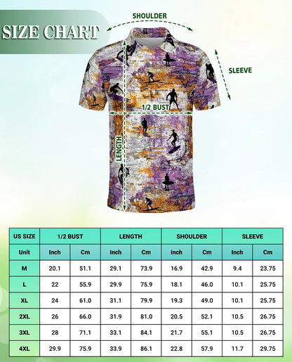 Surfing Map 3D Polo Shirt for Men | Azhawaiian