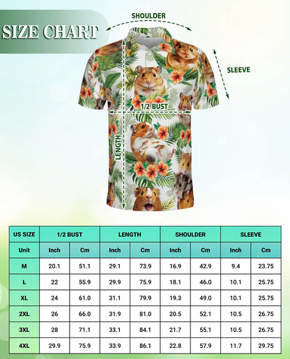 Hamster Polo Shirt, Tropical Hibiscus Pet Print | Azhawaiian