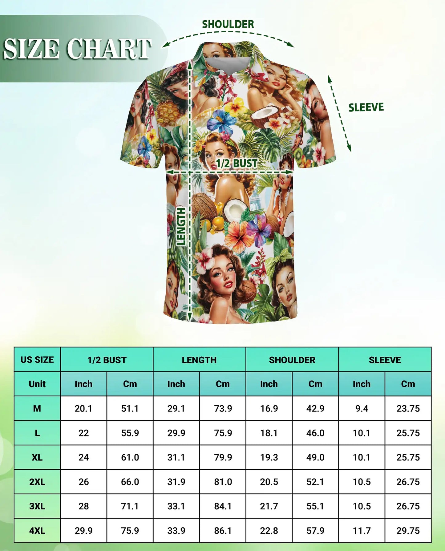 Tropical Pin Up Polo Shirt - Vintage Island Beauty Style | Azhawaiian