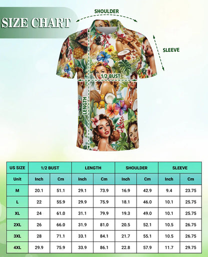 Tropical Pin Up Polo Shirt - Vintage Island Beauty Style | Azhawaiian