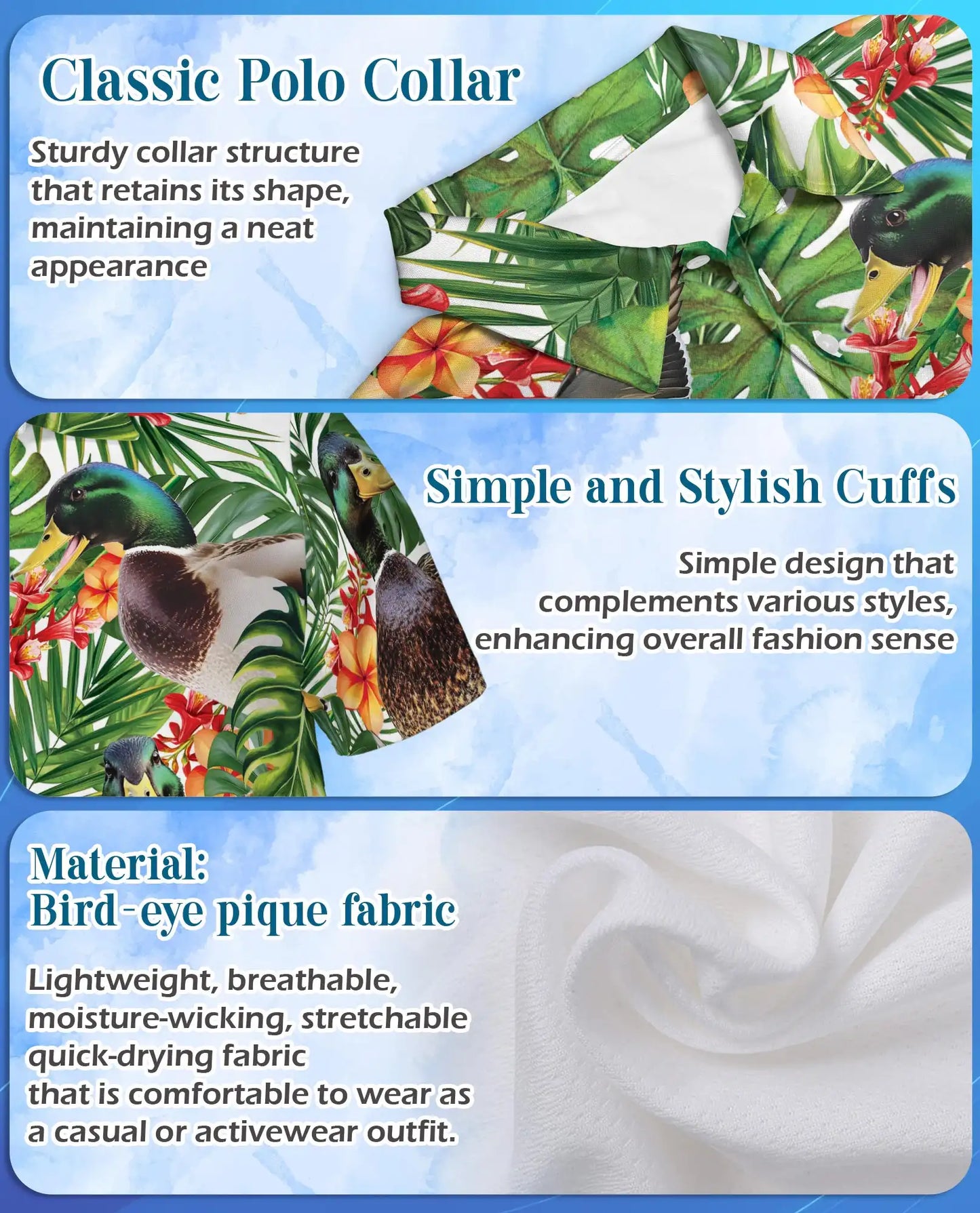 Mallard Duck Tropical Hawaiian Polo Shirt-Exotic Floral Design | Azhawaiian