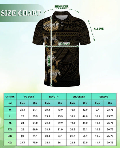 Polynesian Sea Turtle 3D Polo Shirt for Men, Tribal Ocean Style | Azhawaiian