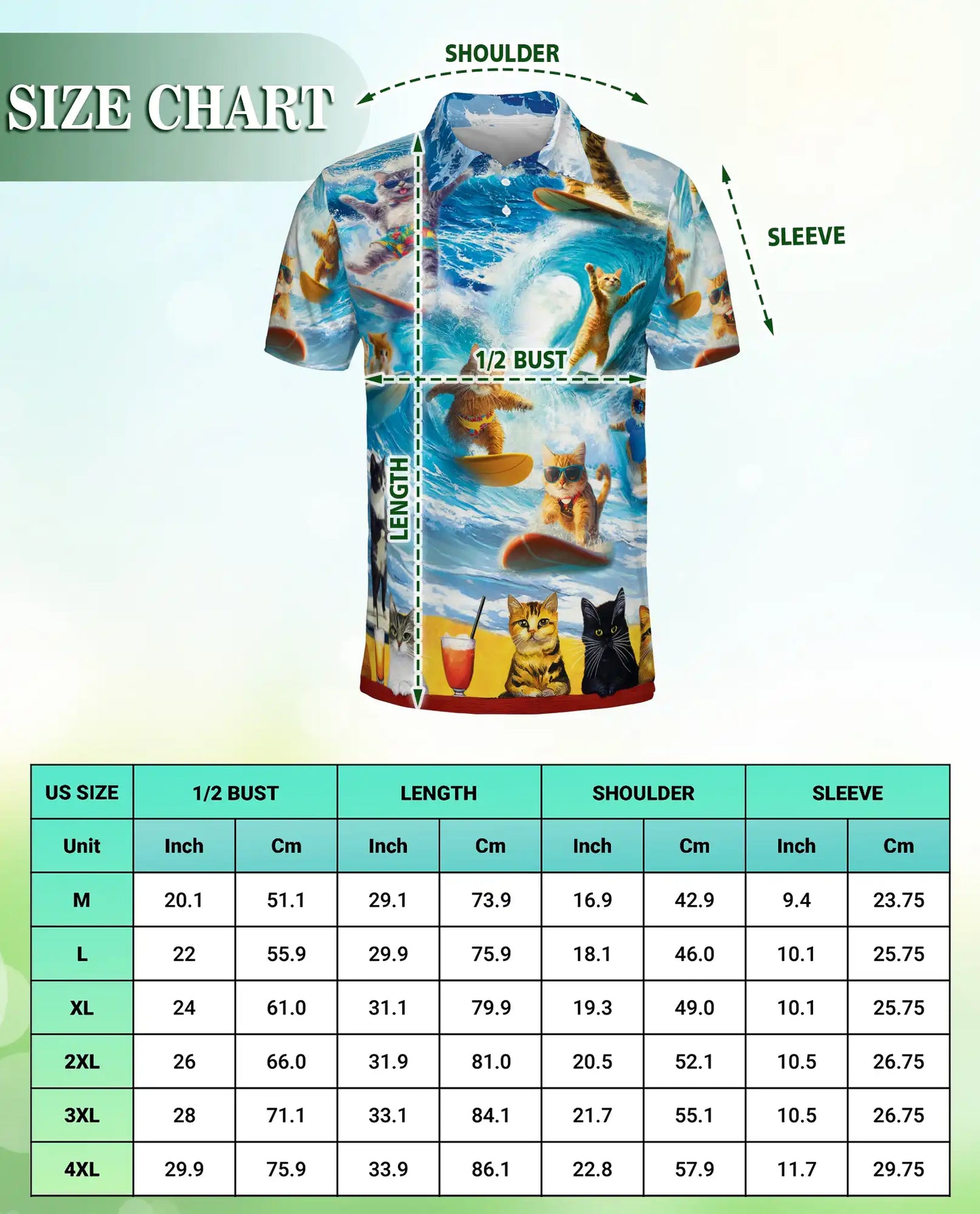 Surfing Cat 3D Polo Shirt for Men, Funny Beach Summer Style | Azhawaiian