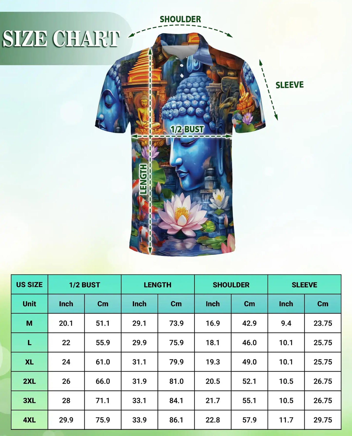 Buddha Lotus 3D Polo Shirt for Men, Spiritual Zen Art Style | Azhawaiian