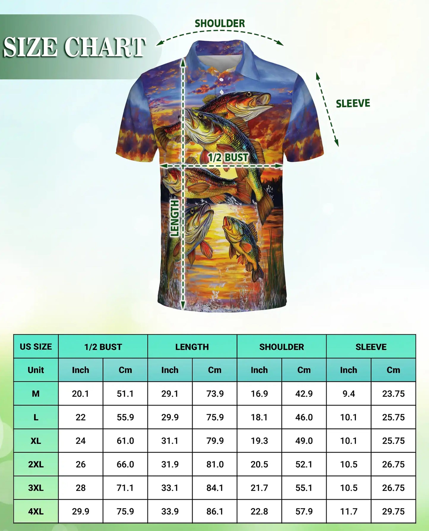 Bass Fishing Polo Shirt, Sunset Lake Print | Azhawaiian