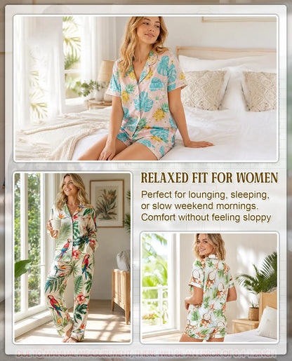Blue Winter Gnome Pajama Set for Women – Snowflakes & Gift Boxes Print