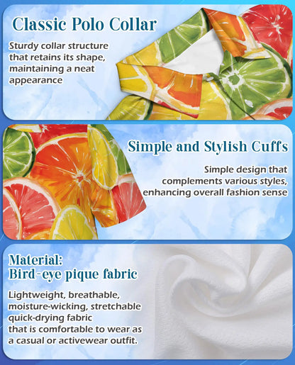 Citrus Slice Polo Shirt for Men, Fresh Summer Style | Azhawaiian
