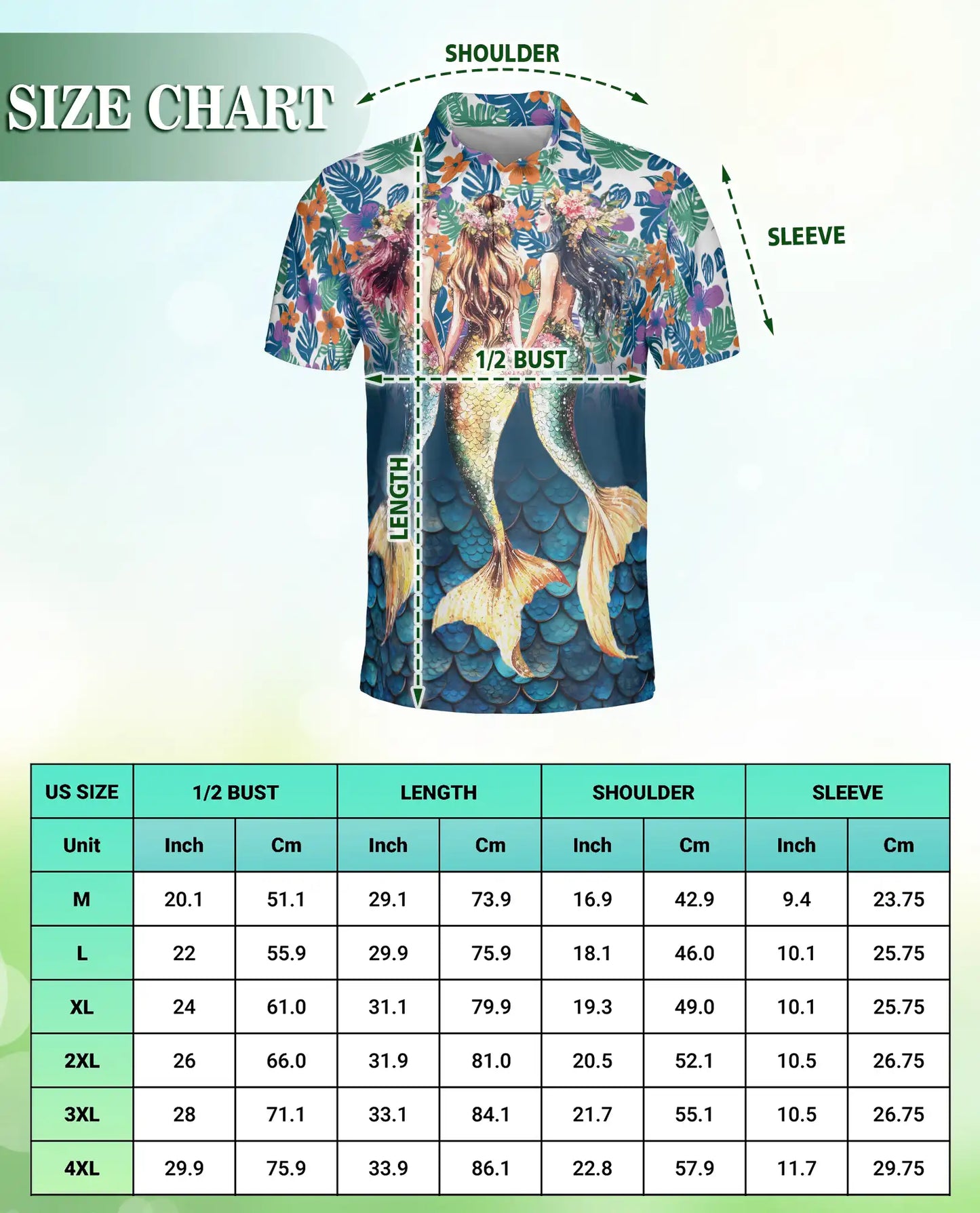 Mermaid Floral Hawaiian Polo Shirt, Tropical Style | Azhawaiian