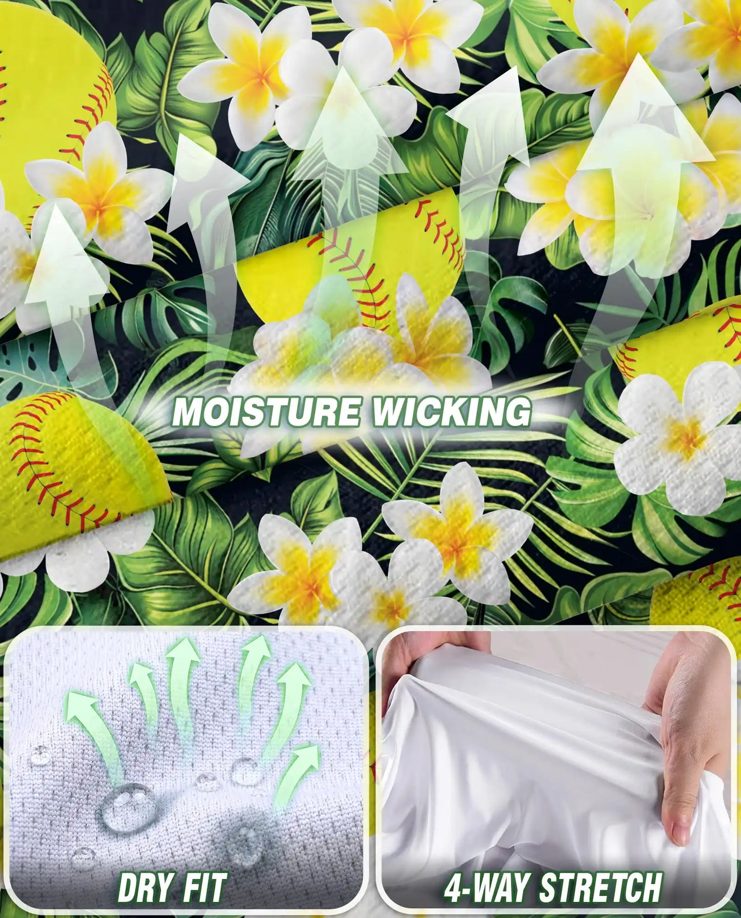 Yellow Softball And Plumeria Print Sleeveless Polo Shirt for Women  | Azhawaiian