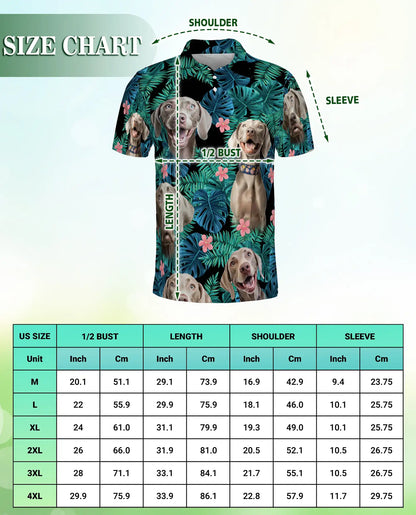 Weimaraner Tropical Polo Shirt, Jungle Leaf Print | Azhawaiian