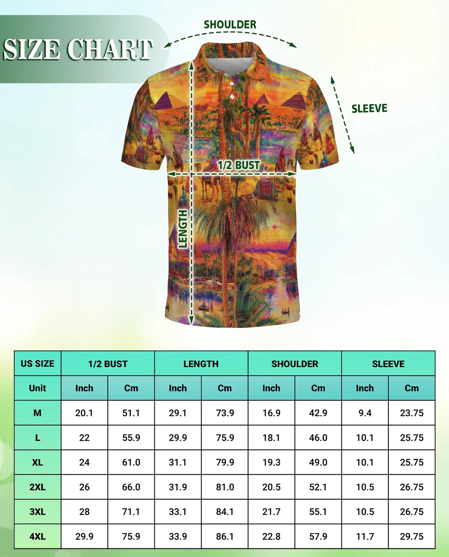 Egyptian Desert Pyramid 3D Polo Shirt for Men, Camel Oasis Travel Style | Azhawaiian