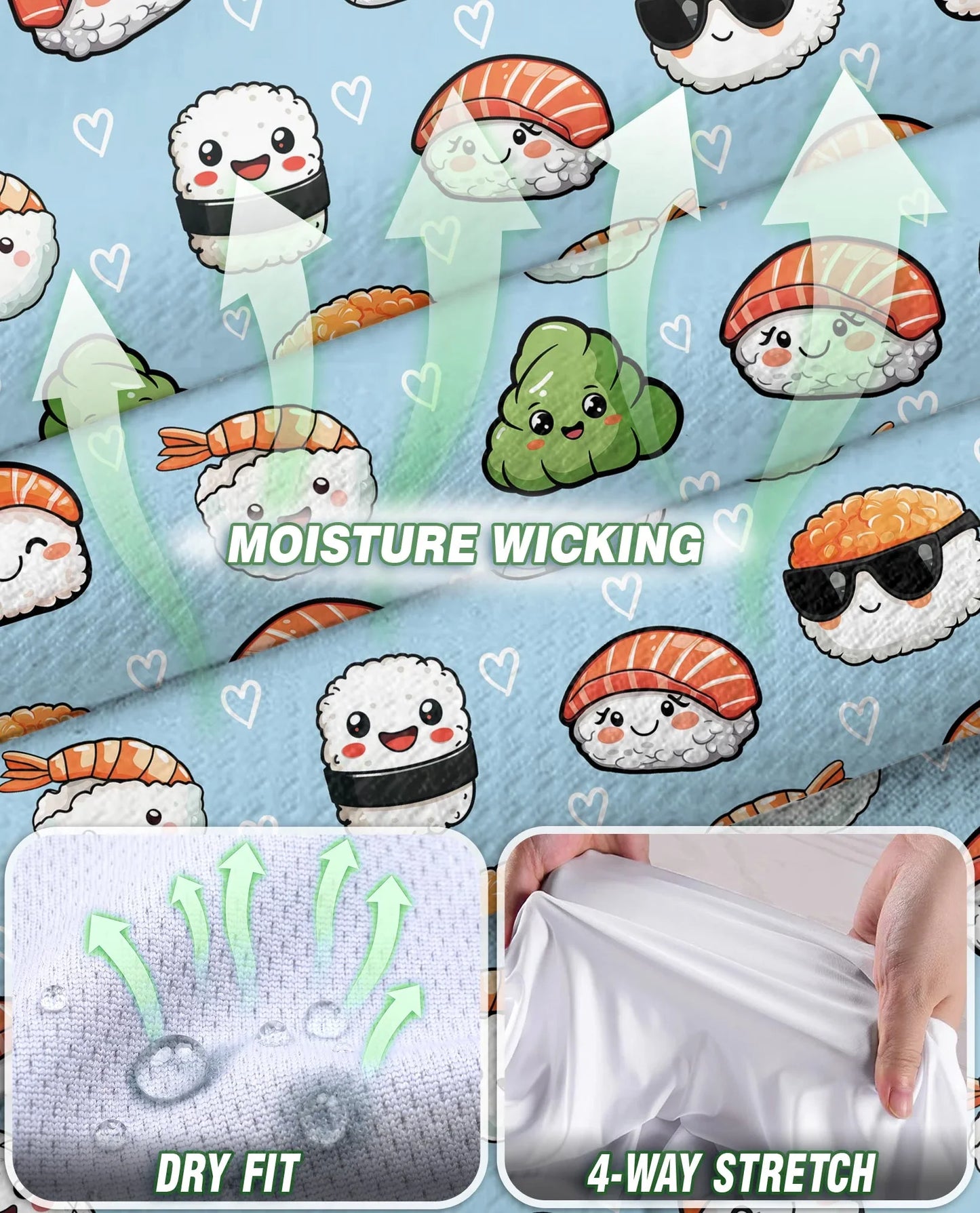 Kawaii Japanese Sushi Sleeveless Polo Shirt for Women, Cute Food Style | Azhawaiian
