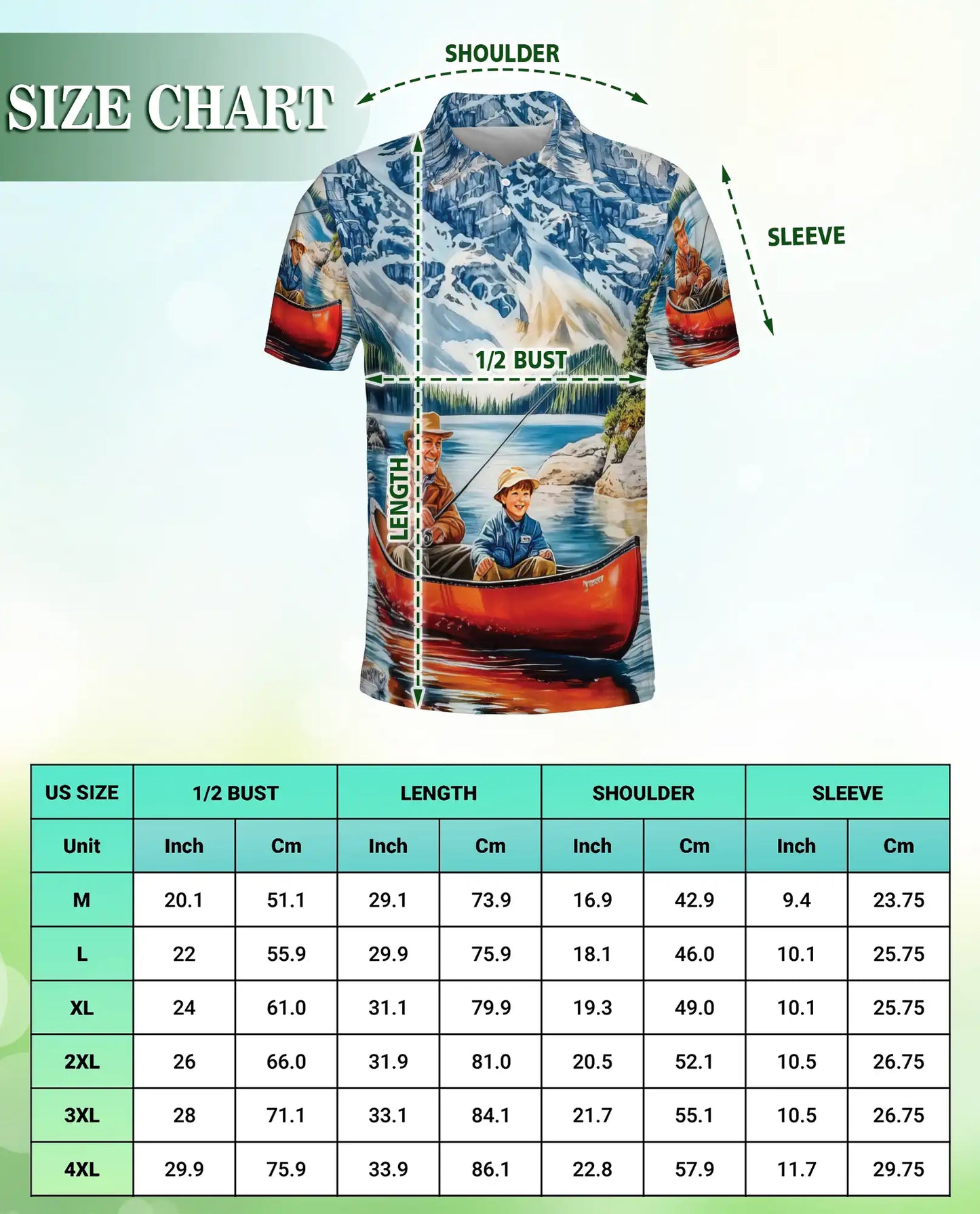 Fishing Adventure Polo Shirt, Mountain Lake Print | Azhawaiian