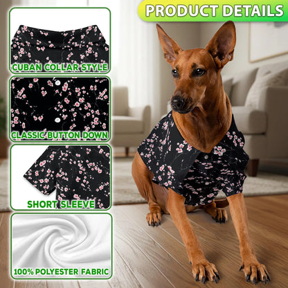 Cherry Blossom Floral Print Hawaii and Japanese Matching Dog Owner Hawaiian Shirts, Funny Pet Aloha Shirt for Beach Vacation - Azhawaiian