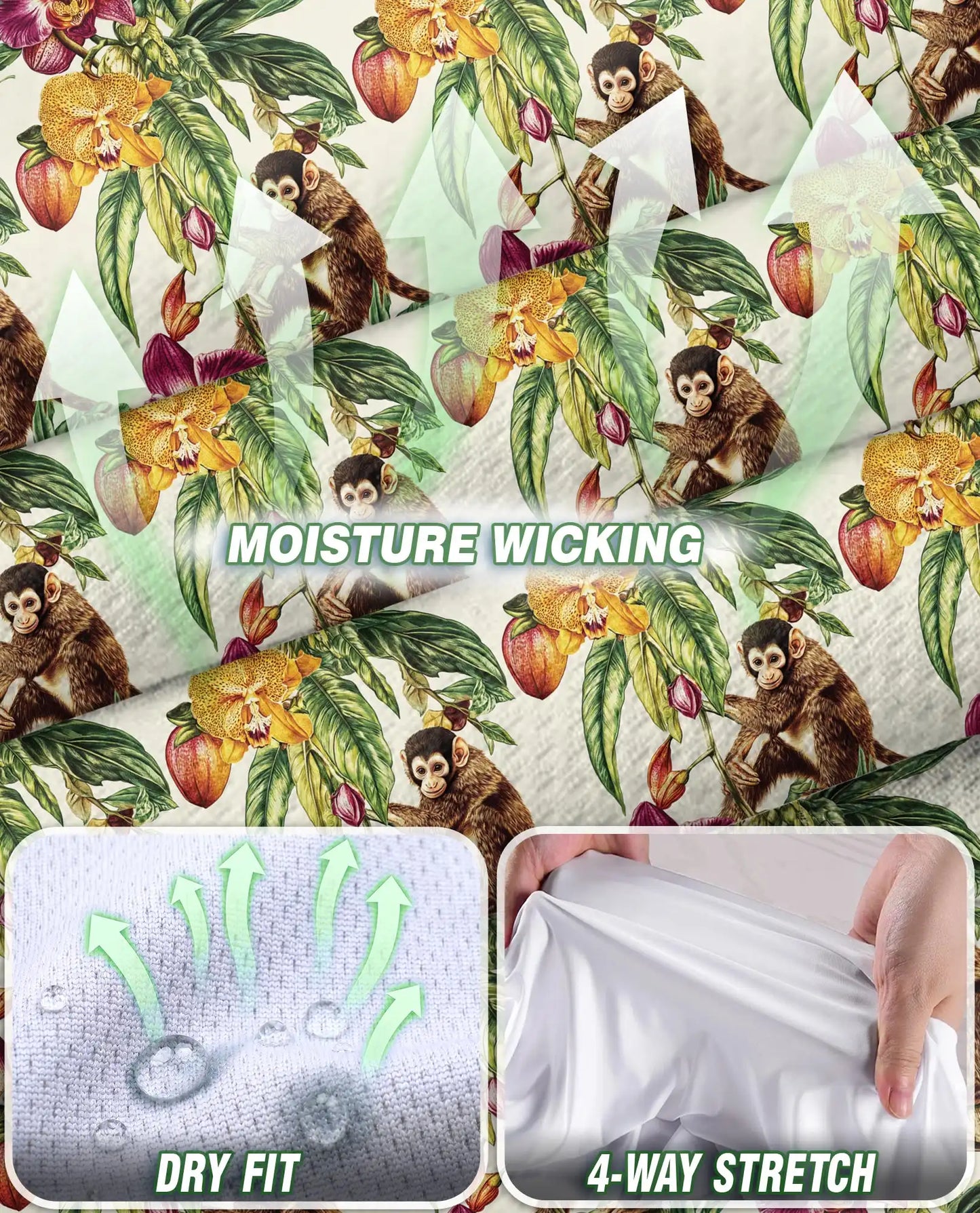 Tropical Monkey Sleeveless Polo Shirt for Women, Cute Jungle Animal Style | Azhawaiian