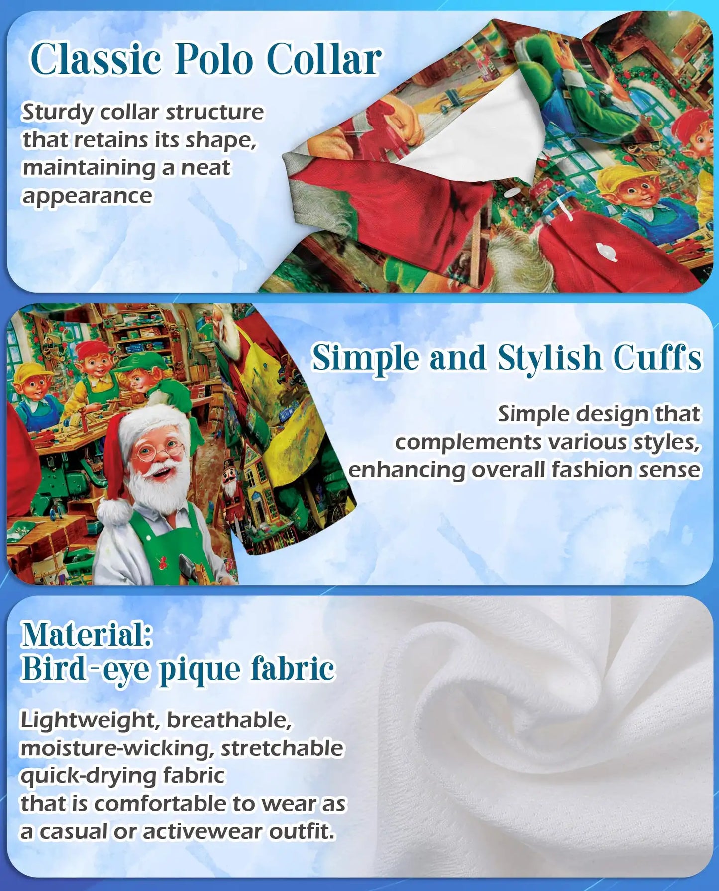 Santa Workshop 3D Polo Shirt for Men | Azhawaiian