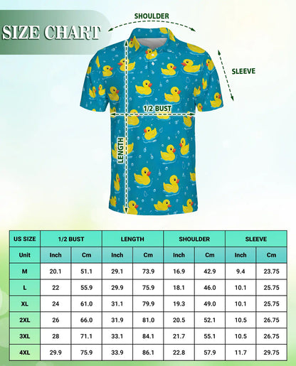 Cute Yellow Duck 3D Polo Shirt for Men, Funny Bath Duck Ocean Style | Azhawaiian