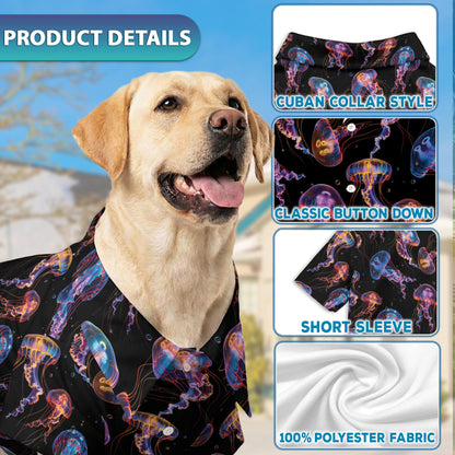 Neon Jellyfish Matching Dog Owner Hawaiian Shirts, Funny Pet Aloha Shirt for Beach Vacation - Azhawaiian