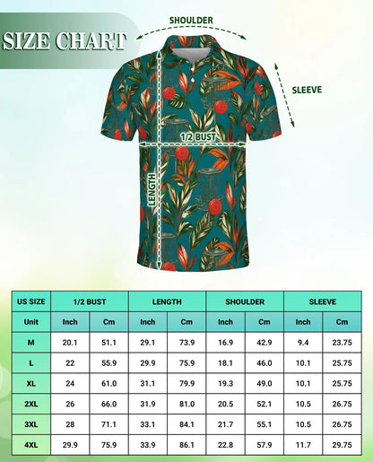 Tropical Disc Golf Polo Shirt, Island Basket & Botanical Print | Azhawaiian