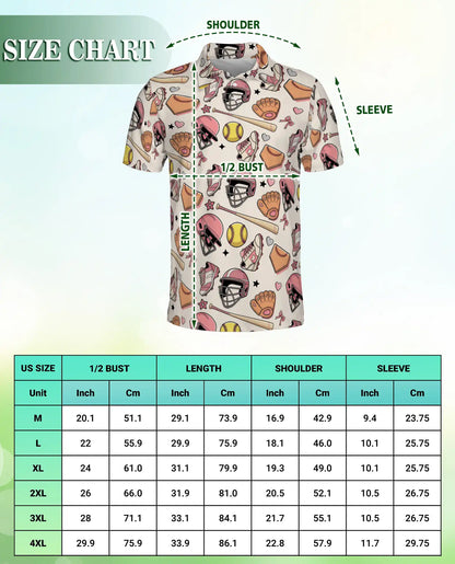 Pink Softball Polo Shirt for Men- Softball Fastpitch Pattern | Azhawaiian