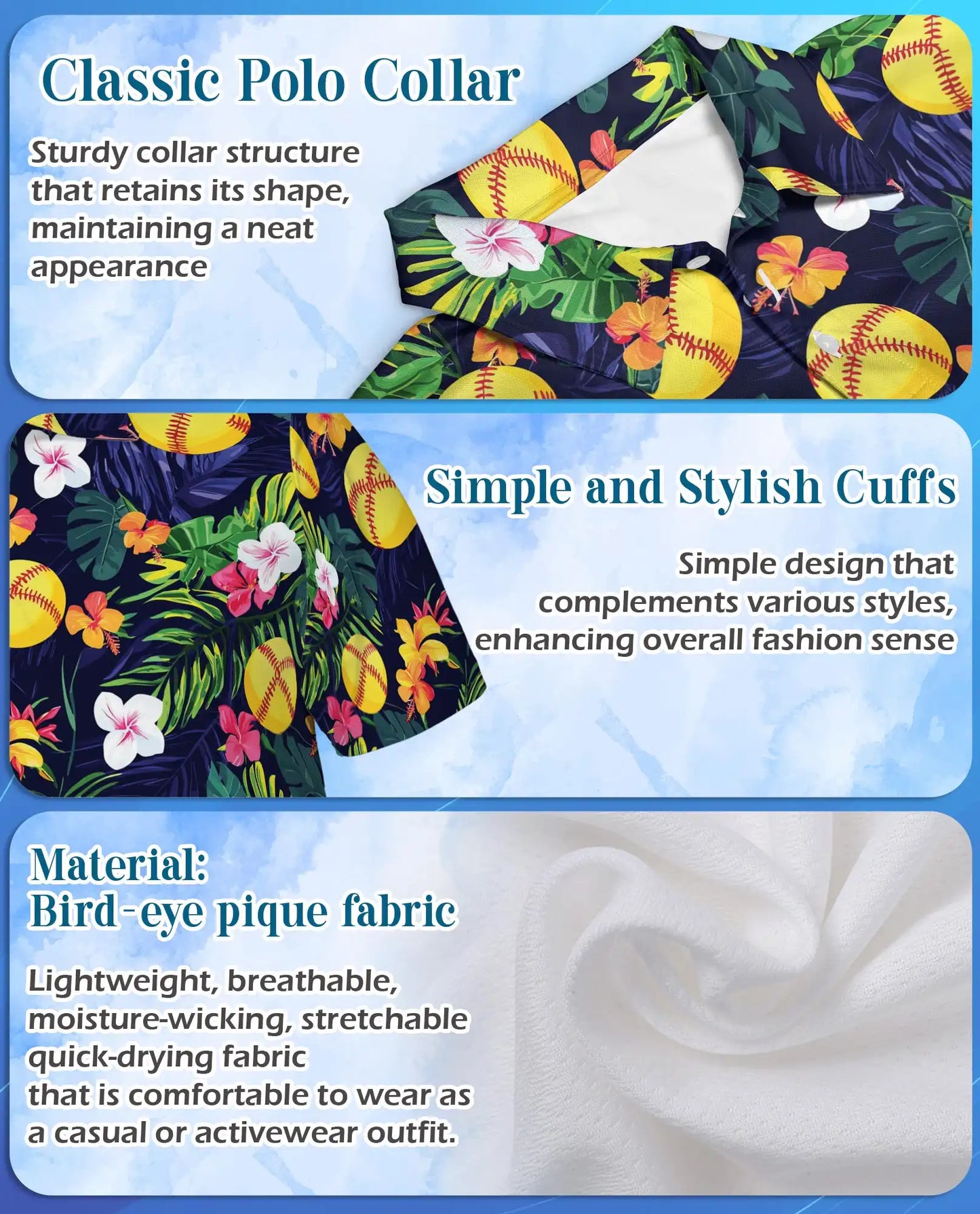 Tropical Softball Polo Shirt - Hawaiian Sports Summer Style | Azhawaiian