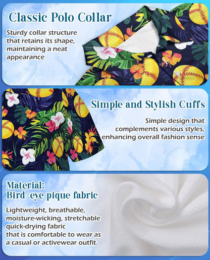 Tropical Softball Polo Shirt - Hawaiian Sports Summer Style | Azhawaiian
