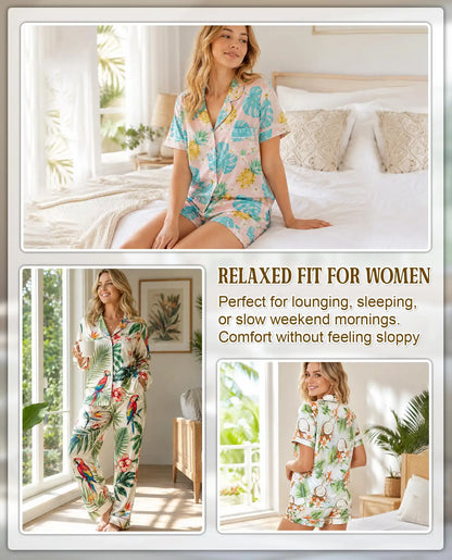 Funny Turkey Thanksgiving Pajama Set for Women, Fall Harvest Holiday Sleepwear