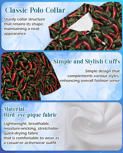 Red Chili Pepper Polo Shirt - Spicy Food Lover Style | Azhawaiian