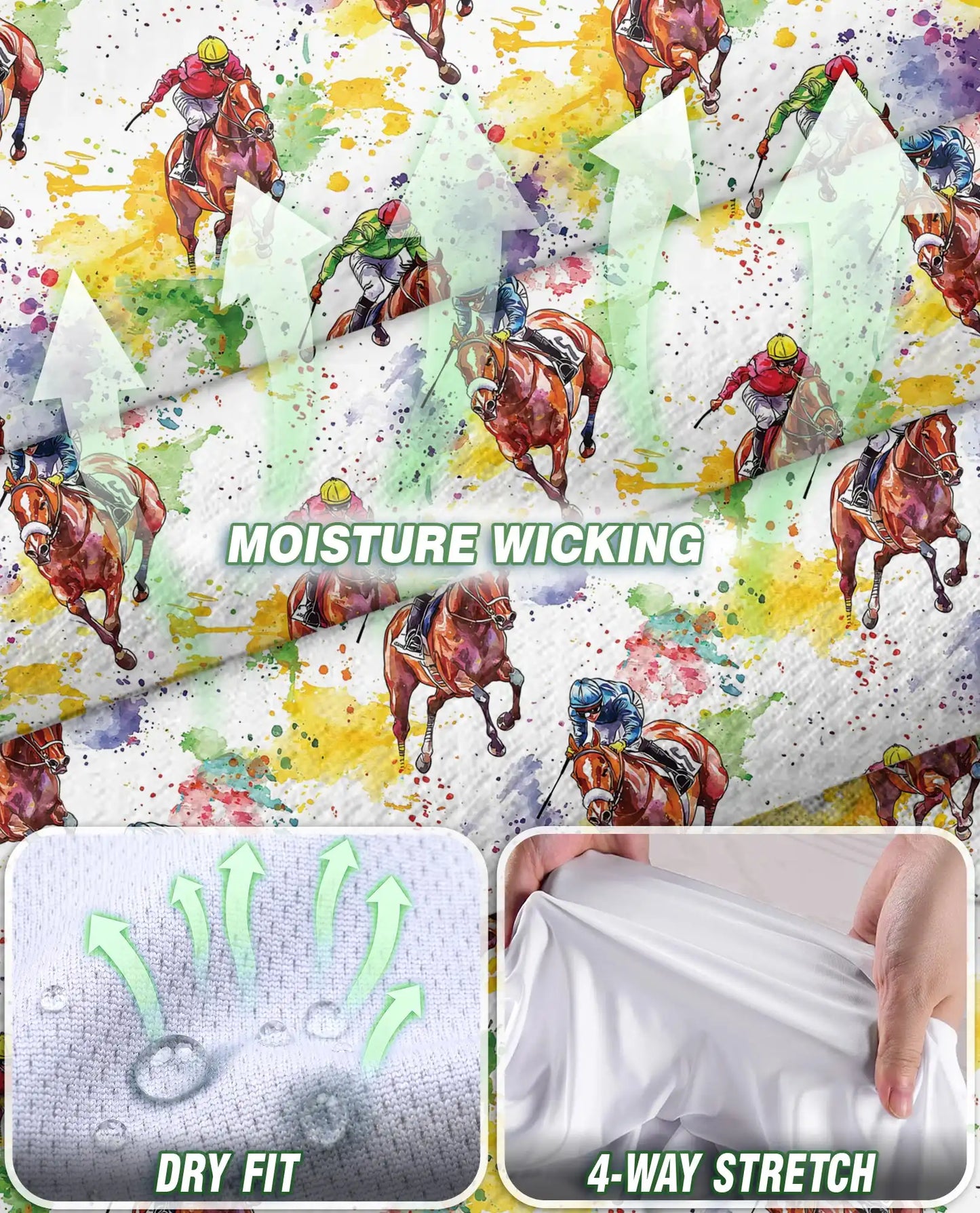 Horse Racing Pattern Sleeveless Polo Shirt for Women, Equestrian Sport Style | Azhawaiian