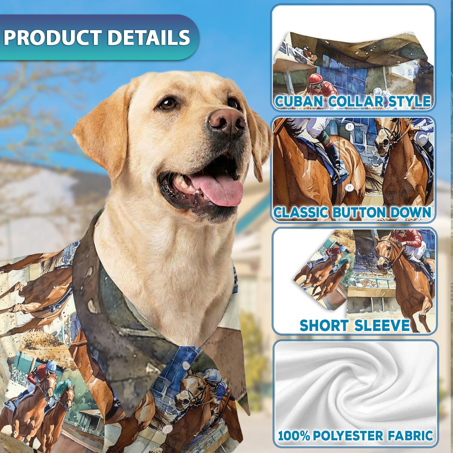 Horse Racing Matching Dog Owner Hawaiian Shirts, Funny Pet Aloha Shirt for Beach Vacation - Azhawaiian