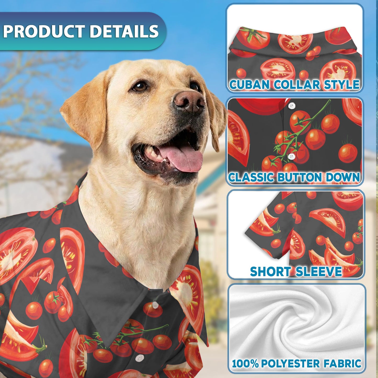 Tomato Print Matching Dog Owner Hawaiian Shirts, Funny Pet Aloha Shirt for Beach Vacation - Azhawaiian