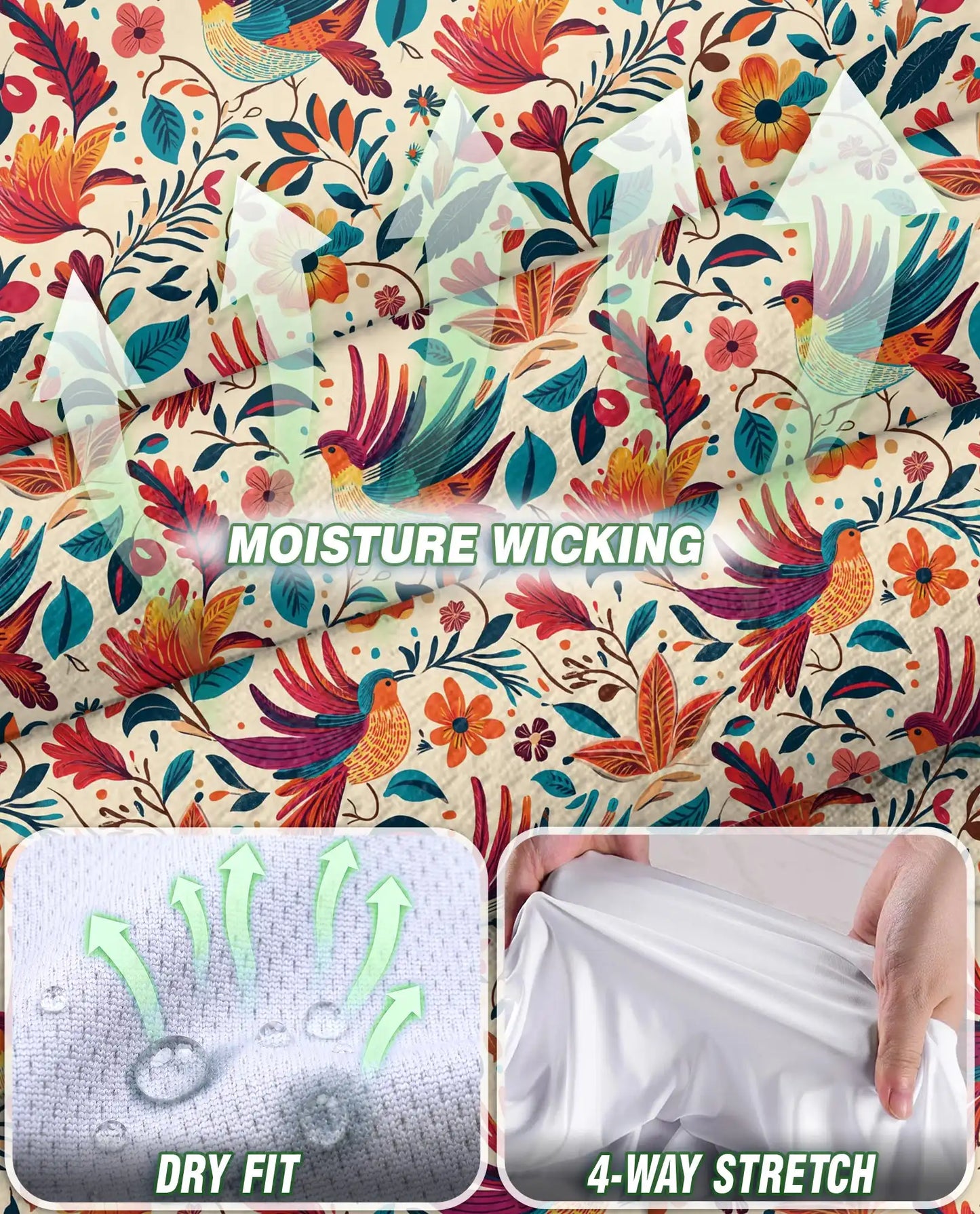 Vintage Chintz Bird Floral Sleeveless Polo Shirt for Women