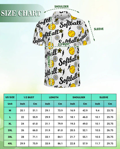 Softball Polo Shirt for Men- Fastpitch Softball Pattern  | Azhawaiian
