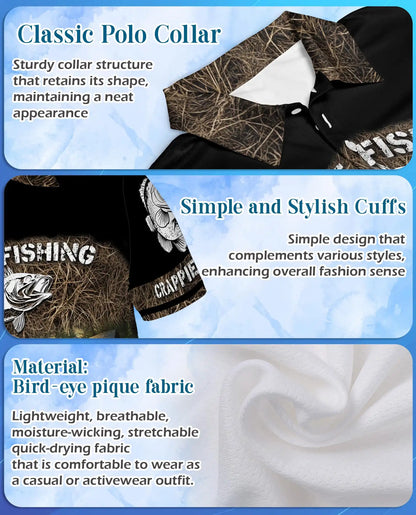 Crappie Fishing Polo Shirt, Bass Lake Outdoor Style | Azhawaiian