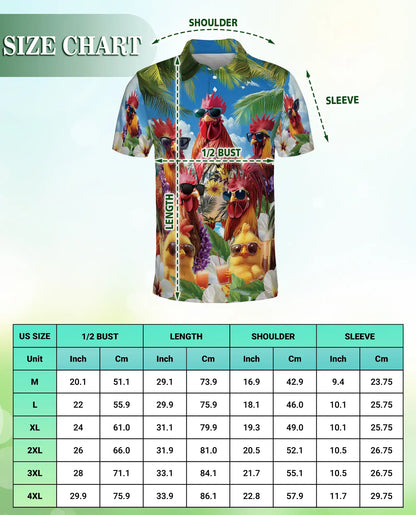Funny Chicken Hawaiian 3D Polo Shirt | Azhawaiian