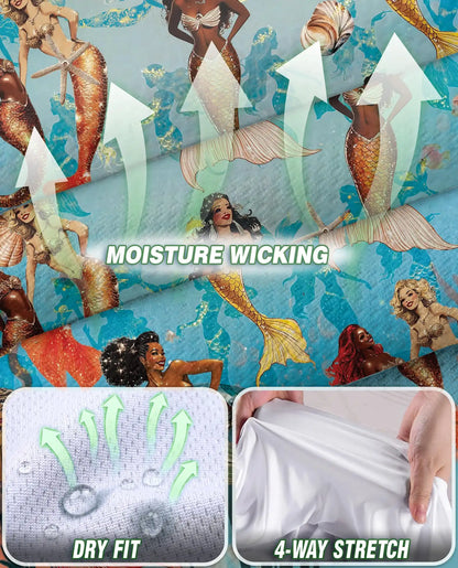 Lovely Mermaid Sea Sleeveless Polo Shirt for Women, Ocean Fantasy Style | Azhawaiian