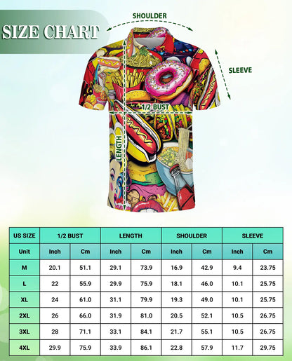 Fast Food Cartoon 3D Polo Shirt for Men | Azhawaiian