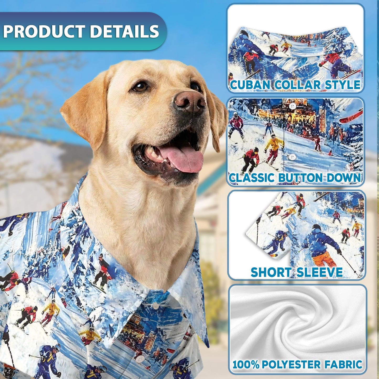 Vintage Skiing Matching Dog Owner Hawaiian Shirts, Funny Pet Aloha Shirt for Beach Vacation - Azhawaiian