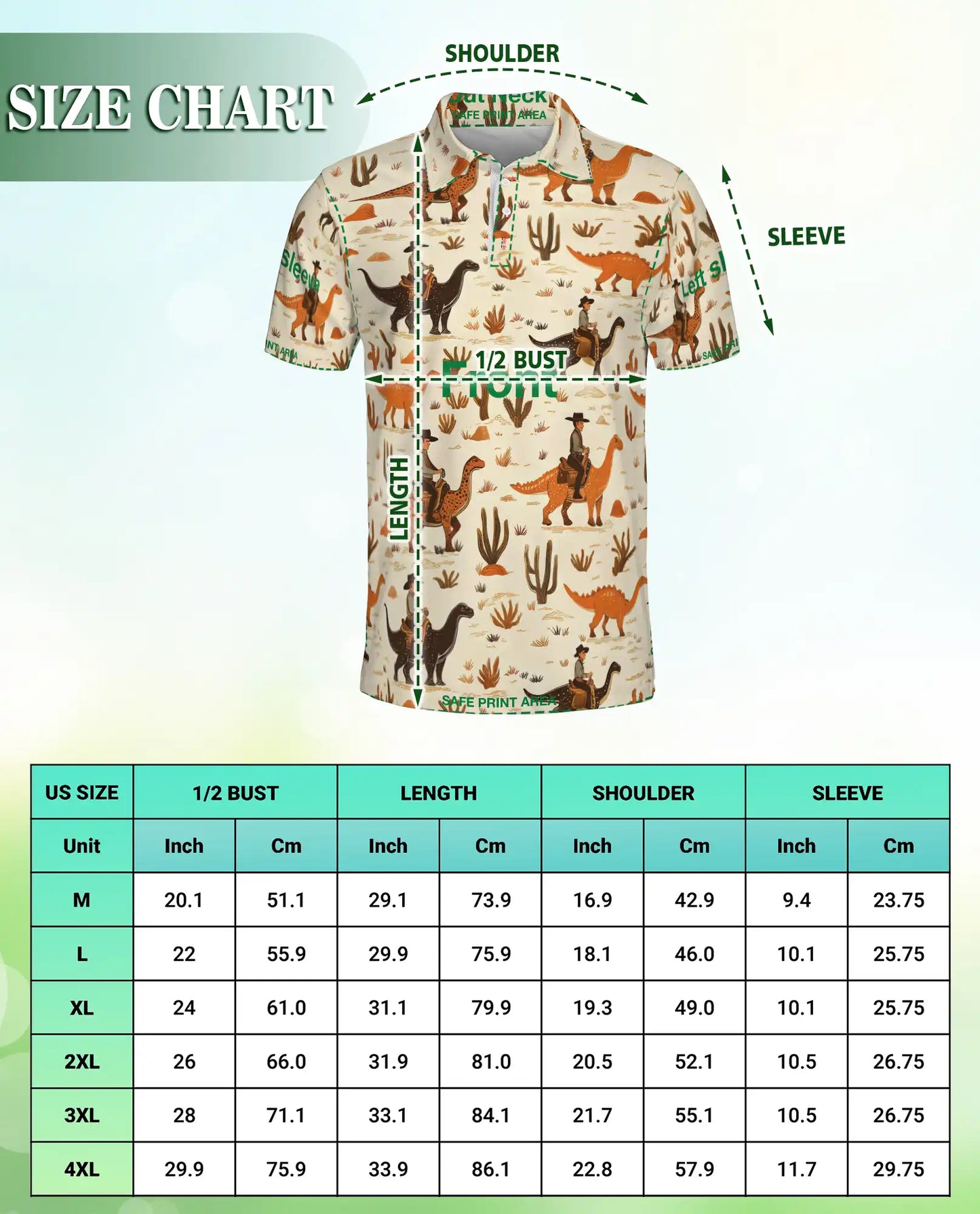 Cowboy Dinosaur 3D Polo Shirt for Men, Western Desert Adventure Style | Azhawaiian