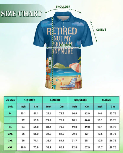 Retired Not My Problem Polo Shirt, Funny Beach Style | Azhawaiian
