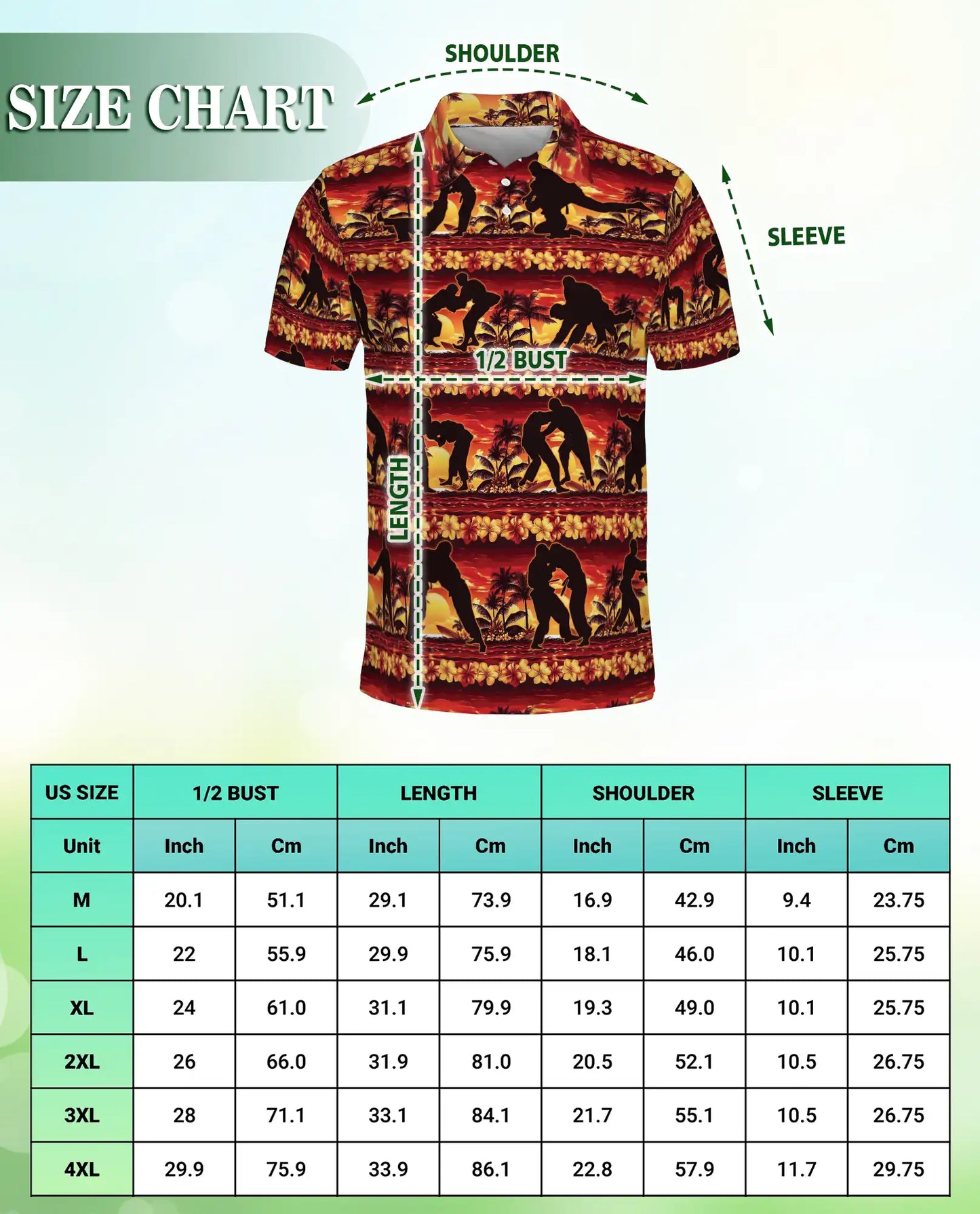 Tropical Wrestling 3D Polo Shirt for Men, Sunset Hawaiian Sports Style | Azhawaiian